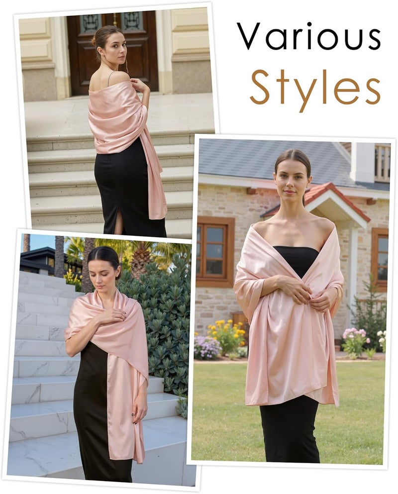 Sofier Satin Shawl Wraps for Women Evening Dresses Wedding Bridal Party Silky Scarf Formal Cover Up Bridesmaid Gifts - Image 4